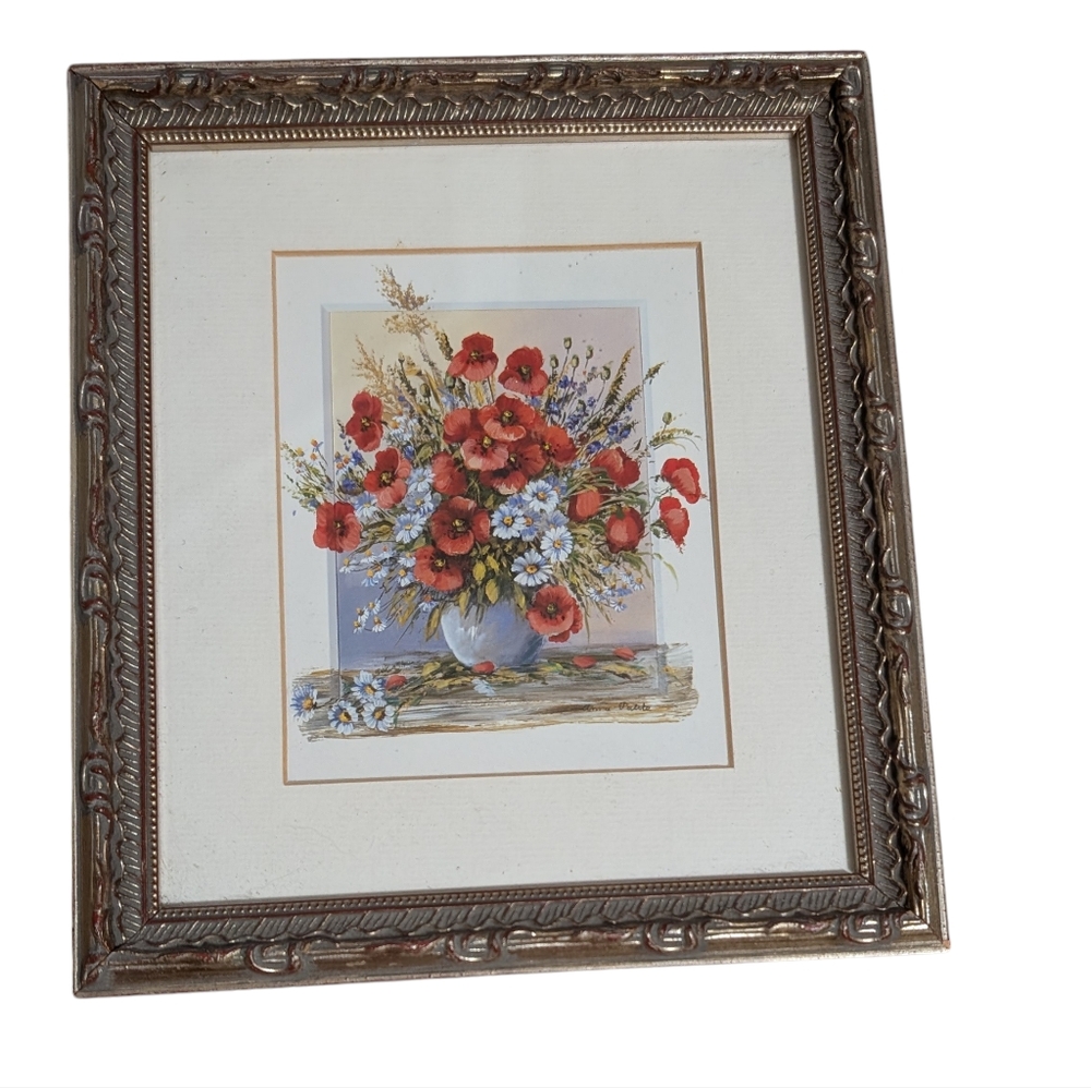Anna Paleta small framed print flowers still life framed red poppies flaw - Picture 9 of 9